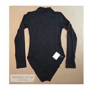 MANGOPOP Mock Turtle Neck Long Sleeve Black Bodysuit - size S